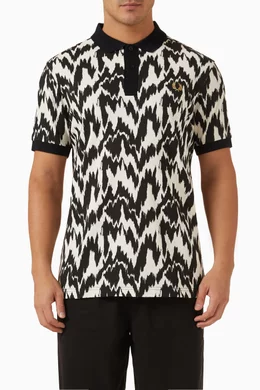 Buy Fred Perry Neutral Animal Print Polo Shirt in Cotton Piqué for