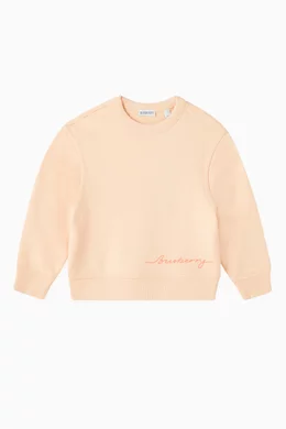 Buy Burberry Pink Logo-print Sweatshirt in Cotton for Girls Online