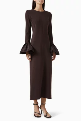 knee length dresses for ladies Staud Women's Hawthorne Dress, Black/Ivory main image 1