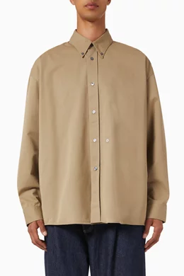 Buy Studio Nicholson Neutral Ruskin Shirt in Technical Twill