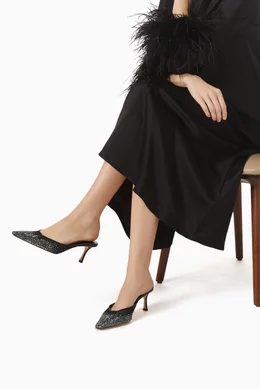 Buy Jimmy Choo Black Vivi 65 Mules in Mesh for Women Online