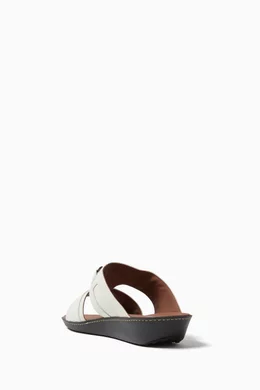 Buy Tod's White Double T Sandals in Textured Leather for Men