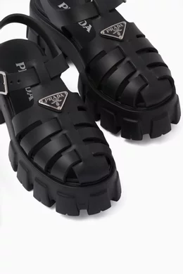Buy Prada Black Monolith 55 Sandals in Rubber for Women Online