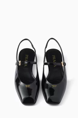 フラットシューズ Prada Patent leather slingback ballet flats Prada Patent Leather Slingback Ballerinas | Saks Fifth Avenue