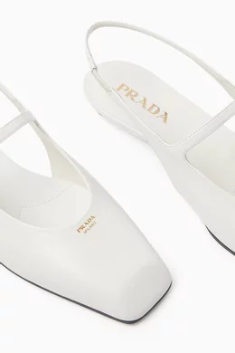 【関税＆送料込み】Prada Slingback Ballet Flats Buy Prada White Slingback Ballet Flats in Patent Leather for