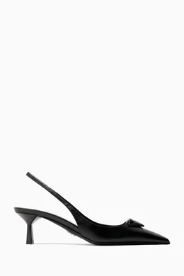Buy Prada Black Decollete 55 Slingback Pumps in Patent Saffiano Leather for Women Online Ounass Kuwait