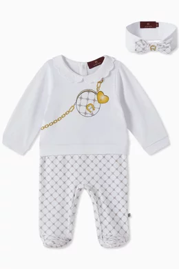 Buy AIGNER White 2-piece Gift Set in Cotton for Baby Girls Online