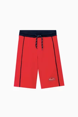 Buy Bugatti Junior Red Logo Bermuda Shorts in Cotton for Boys