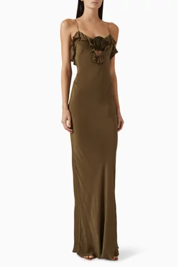 slim fit dress slacks Rent De La Vali Clara Green Dress