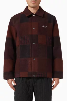 Buy Kith Red Patchwork Coaches Jacket in Wool-blend for Men Online