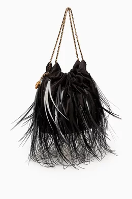 Buy Tory Burch Black Mini Fleming Feather Drawstring Shoulder Bag for Women Online Ounass Kuwait