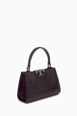 【Tory Burch】Mini Eleanor Satchel (Pansy Purple) Buy Tory Burch Purple Mini Eleanor Satchel Bag in Croc