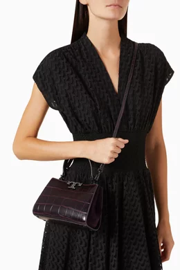 Buy Tory Burch Purple Mini Eleanor Satchel Bag in Croc