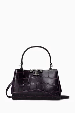 Buy Tory Burch Purple Mini Eleanor Satchel Bag in Croc