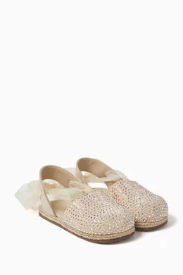Buy Babywalker Neutral Rhinestone embellished Espadrille Ballet Flats for Girls Online Ounass Kuwait