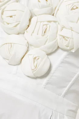Buy Elisabetta Franchi White Embroidered Rose Strapless Maxi