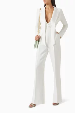 Buy Elisabetta Franchi White Tuxedo Jumpsuit in Crepe for