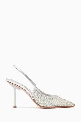 サンダル・ミュール LE SILLA Embellished mesh Gilda pumps (2299U080P1PPSAS 160) Le Silla Gilda crystal embellished mesh pumps | The Fashion