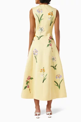 Buy Leo Lin Yellow Cleo Midi Dress for Women Online | Ounass Kuwait
