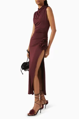 magda butrym burgundy dress Magda Butrym - Burgundy sequin maxi dress DRESS01100525