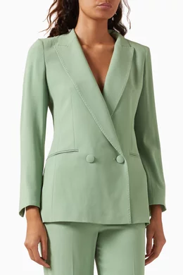 Buy Marella Green Azulene Blazer in Cady Crepe for Women Online