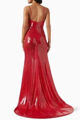 alex perry red sequin dress Alex Perry Colter Ruched Dress