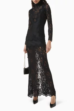 Buy Rabanne Black Panel Maxi Dress in Lace & Jersey for Women Online |  Ounass Kuwait