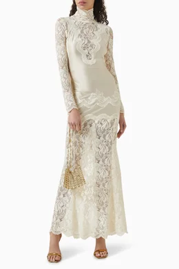 rabanne lace jersey maxi dress Rabanne Long Dress Black