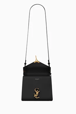 Buy SAINT LAURENT Black Mini Cassandra Top-handle Bag in Leather