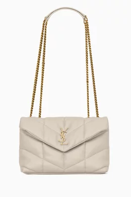 Buy SAINT LAURENT White Mini Puffer Toy Bag in Quilted Lambskin Leather for Women Online Ounass Kuwait