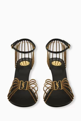 ★関税込み★ Saint Laurent BLACK SILK SANDALS Buy SAINT LAURENT Black Babylone 90 Chain Sandals in Leather