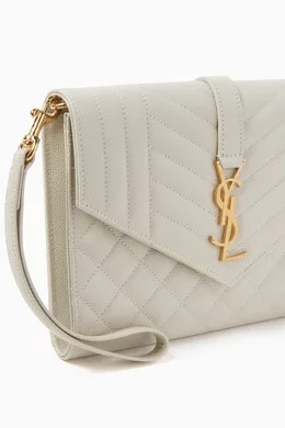 Buy SAINT LAURENT White Envelope Flap Pouch in Matelasse Leather for Women Online Ounass Kuwait