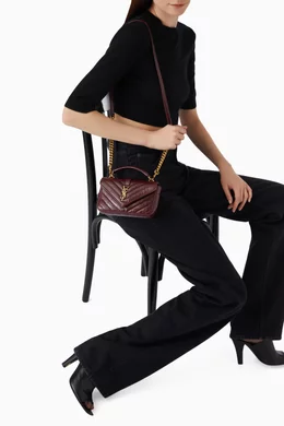 Buy SAINT LAURENT Red College Mini Chain Bag In Shiny