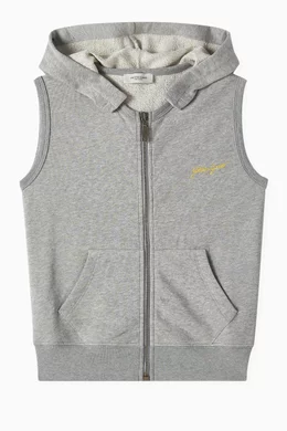 Buy GOLDEN GOOSE Grey Logo-embroidered Sleeveless Hoodie in Cotton
