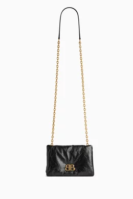 Buy Balenciaga Black Nano Monaco Crossbody Bag in Arena
