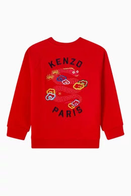 Buy KENZO KIDS Red Snake Logo embroidered Sweatshirt in Cotton fleece for Boys Online Ounass Kuwait