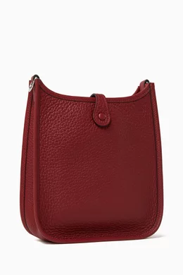 Buy Hermès Pre-Loved Burgundy Unused Mini Evelyne Bag in Clemence