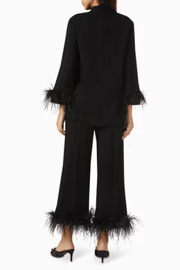 Buy Sleeper Black Black Tie Pyjama Set in Viscose for Women Online