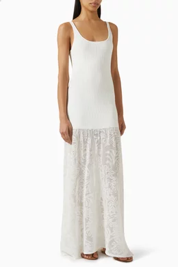 nude lace maxi dress Forever 21 Nude Maxi Dress with White Embroidered Lace- Size S  The Saved  Collection