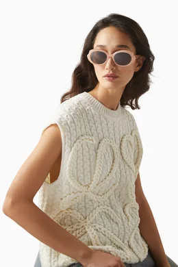 Buy LOEWE Neutral Mini Oval Slim Sunglasses in Acetate for Women