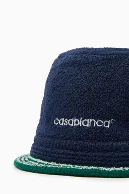 帽子・その他 Logo Printed Bucket Hat - Casablanca - Cotton - Blue Buy Casablanca Blue Logo-embroidered Bucket Hat in Cotton