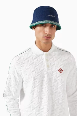 帽子・その他 Logo Printed Bucket Hat - Casablanca - Cotton - Blue Buy Casablanca Blue Logo-embroidered Bucket Hat in Cotton