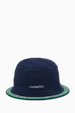 Buy Casablanca Blue Logo-embroidered Bucket Hat in Cotton