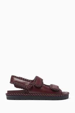 Buy Bottega Veneta Burgundy Jack Flat Sandals in Lambskin for