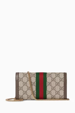 Buy Gucci Neutral Ophidia Chain Wallet in GG Supreme Canvas for