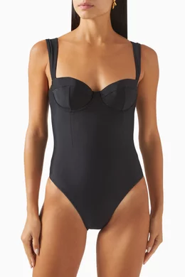 Buy Simkhai Black Kyle One-piece Swimsuit in Stretch Nylon