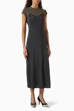 Buy Acne Studios Grey Layered T-shirt Midi Dress in Jersey for