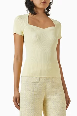 Buy Maje Yellow Top in Ribbed Knit for Women Online Ounass Kuwait