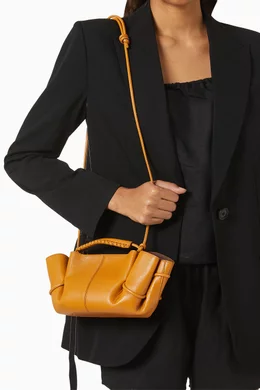 Buy Hereu Brown Mini Arta Top-handle Bag in Supple Shiny Lambskin