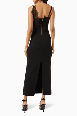 Buy Aje Black Daisy Knit Maxi Dress in Rayon Blend for Women